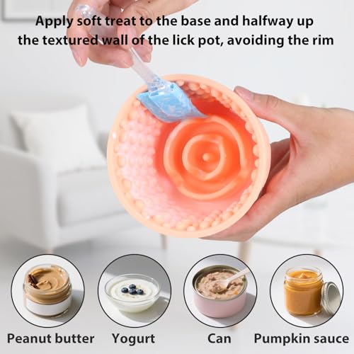 Dog Slow Feeder Lick Bowl - Non-Slip Licking Treat Dispenser for Small Medium Large Dogs, Promotes Anxiety Relief & Prevents Choking, Easy to Clean Feeding Bowl (Light Orange, S) - color: Light Orange, size: S