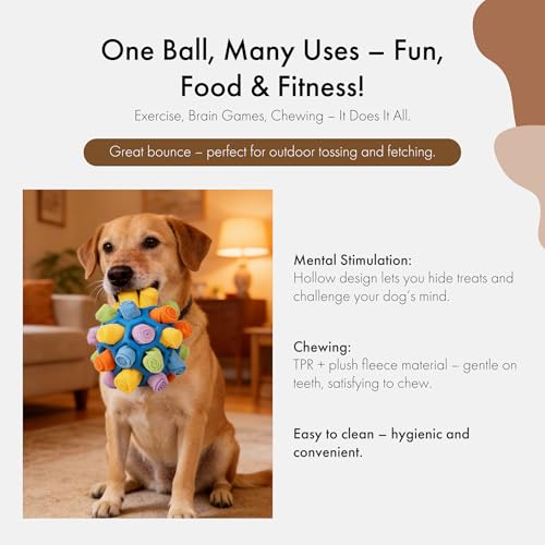 Mira's Pocket Dog Snuffle Ball Toy, Mental Stimulation Chew Toy for Dogs & Cats, 14cm Licking Mat Treat Dispensing Ball with Hollow Design, Slow Feeder for Fast Eaters (Rainbow Colors) - color: Rainbow colors