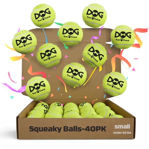 INSUM Small Tennis Balls for Dogs - 2 Inch 40 Pack Squeaky Dog Balls - color: Yellow, size: Small - 40PK