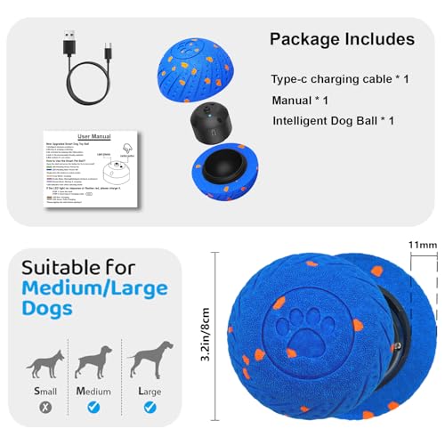 Interactive Dog Toys Smart Dog Ball for Aggressive Chewers Auto Bounce Blue - color: Bule
