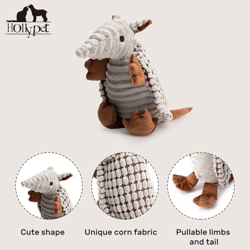 Hollypet Armadillo Squeaky Puppy Dog Toys for Small Medium Dogs, 8" - color: Gray, size: 8 IN