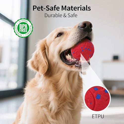 SCHITEC Interactive Dog Toy Ball, Automatic Moving & Bouncing Ball (Red) - color: Red