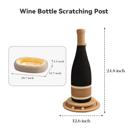 Natural Hemp Cat Scratcher & Post with Bonus 20x15 Pet Bed - size: Champagne Bottle