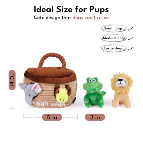 CHEWFFON Noah's Ark Burrow Dog Toy, 5-Pack Hide and Seek Toy - style: Noah's Ark