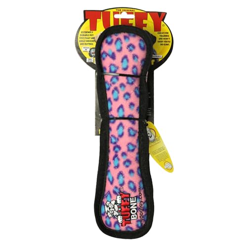 TUFFY® 2 Pack Ultimate Bone Ultra Durable Plush Dog Toy - color: 2PK Pink Leopard Bone