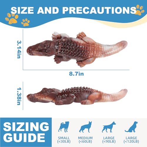 Durable Nylon Dog Toy for Aggressive Chewers - Interactive Nylon Chew Set with Massage Bumps | Tough Dog Toys for Teething Puppies & Large Breeds (Crocodile) - color: Crocodile