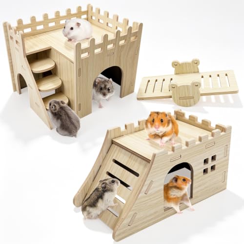 BNOSDM Wooden Hamster Houses and Hideouts with Slide Ramp Climbing Stairs - color: Style A
