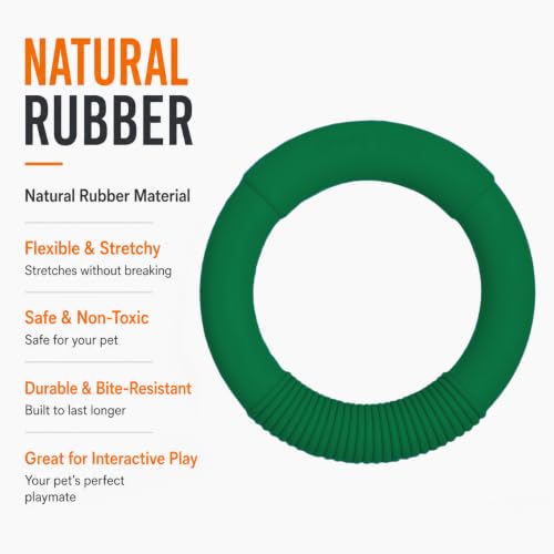 Green Sheep Natural Rubber Ring Dog Chew Toy, Durable Chew Toys for Small to Large Dogs, Tough Dog Toys for Medium & Big Dogs, Puppy Teething Toys - color: Green Ring