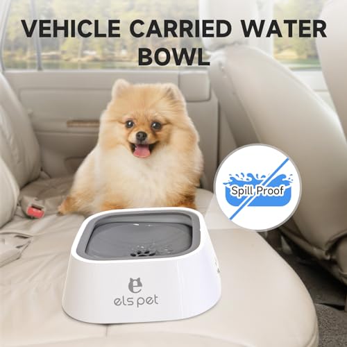 ELS PET Travel Bowl 35oz 1L No Spill Dog Cat Bowl Anti Slip Water Dispenser - color: Grey, size: 1L