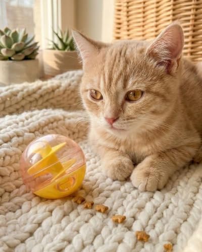 Spiral Pet Treat Dispenser Ball Toy for Cats, Adjustable Portion Puzzle Slow Feeder, Interactive Cat Treat Ball, Bite Resistant Self Entertainment IQ Toy for Indoor Kitten Training Mental Stimulation - color: purple