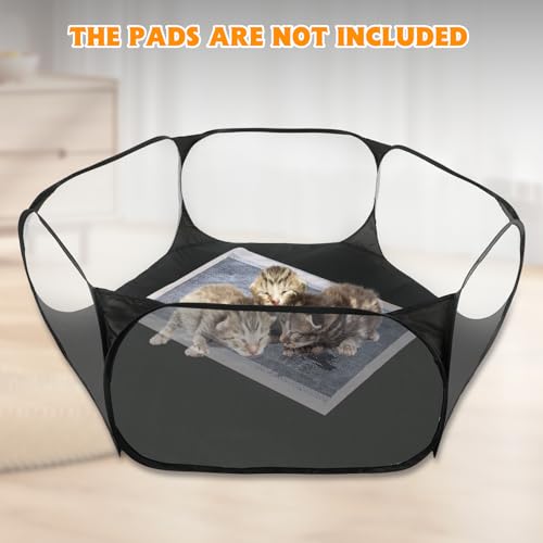 Rypet Guinea Pig Playpen Pop-Up, Outdoor Yard Fence for Small Pets,Black - color: Black, style: Open Top Playpen