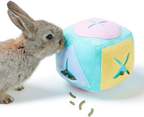 Rabbit Foraging Toy with Bell, Washable Puzzle Feed Game Rabbit Toy - size: 1pc