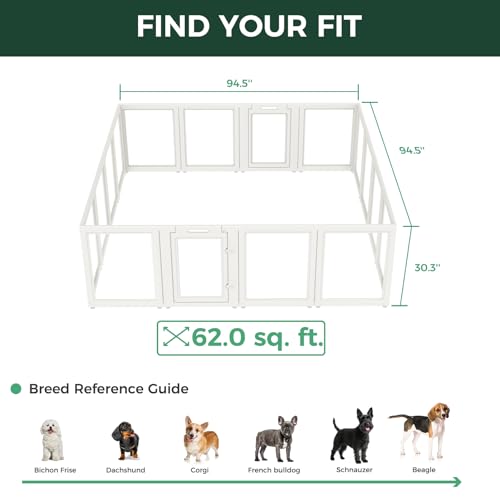 FXW AuraSpace Clear Acrylic Indoor Dog Playpen, 30" H, 16 Panels, White - color: White, size: 30"H