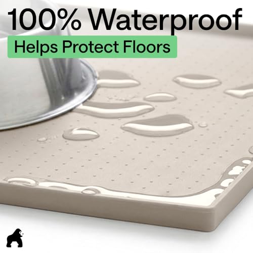 GORILLA GRIP Dog Food Mat, 100% Waterproof Silicone, 32x24 Beige - color: Beige, size: 32"l X 24"w