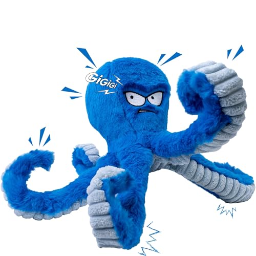 LEGEND SANDY Tough Dog Toys, Stuffed Chew Large Dog Toys to Keep Them Busy, Interactive Squeaky Tug of War Doggie Toy, Crinkle Blue Octopus - color: 1 Pack Blue Octopus