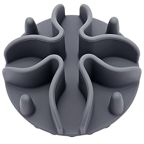 Slow Feeder Insert for Dogs & Cats, 3 Sizes Food-Grade Silicone Anti-Choking Puzzle Feeder, Non-Slip Suction Cup Design, Fits Most Bowls, Bloat Stop Pet Feeding Solution - color: Grey, size: Large 5.5 inchs
