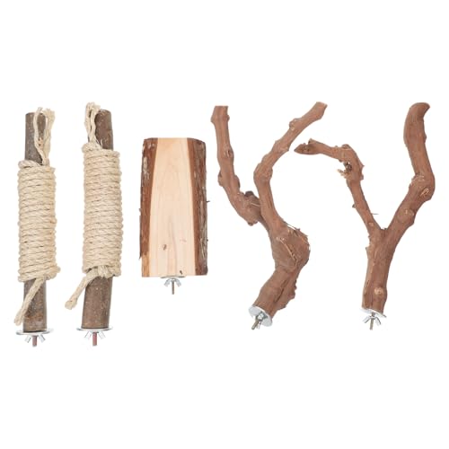 Angoily Bird Perch Set, 5pcs Natural Wood Cage Perches with Rope