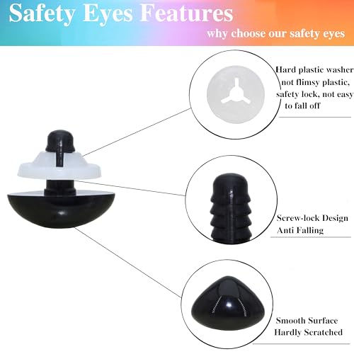 1BOX(30PCS) 22 x 26.5mm Large Black Plastic Triangle Shape Safety Nose with Sturdy and Precise Plastic Washers for Plush Animal Making Craft - color: #2 Triangle Nose