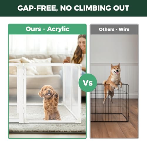 FXW AuraSpace Pro Clear Acrylic Indoor Dog Playpen, 24" H, 8 Panels - color: White, size: 24"H