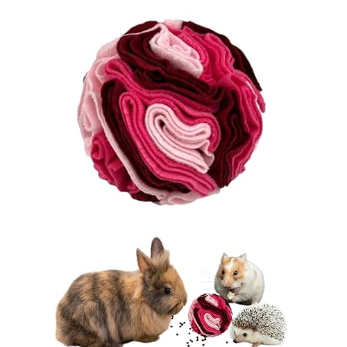 Rabbit Treat Ball Interactive Foraging Toys for Small Pet, Interactive Balls for Rabbits Guinea Pig Hedgehog Chinchilla Ferret Hamster Bunny, Rabbit Enrichment Toy, Rabbits Accessories (Romantic Pink)
