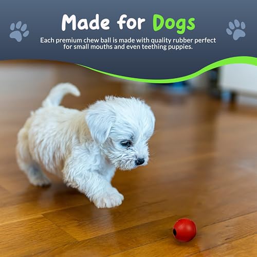 Balls for Aggressive Chewers - Small Dogs and Puppies - 1.5 Inch - 4 Pack - Indestructible Rubber Dog Chew Toys Bulk for Miniature Toy Breeds - size: Mini