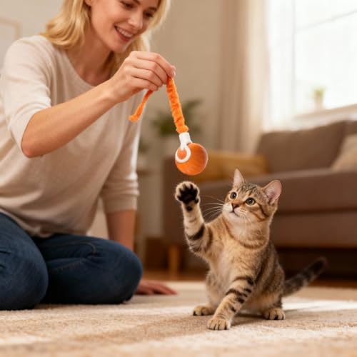 Interactive Cat Toys for Indoor Cats,Automatic Moving Kitten Toys,Cat Balls - color: 1 Blue +1 Orange