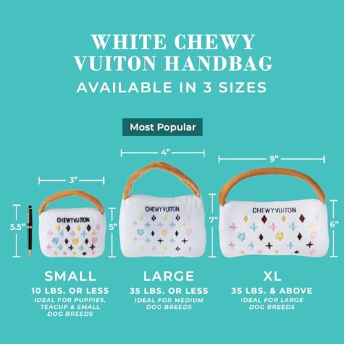 Haute Diggity Dog Chewy Vuiton Handbag Plush Dog Toy, Designer Parody Toy - color: White Purse, size: X-Large
