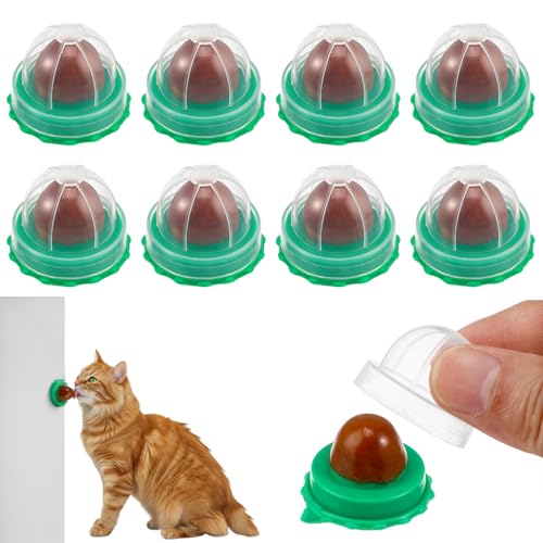 DOITOOL Catnip Lickable Treats 9 pcs Cat Snack Lollipops Natural Edible Catnip Balls Kitty Teeth Cleaning Chew Toys Helps Increase Appetite Promotes Digestion for Kittens