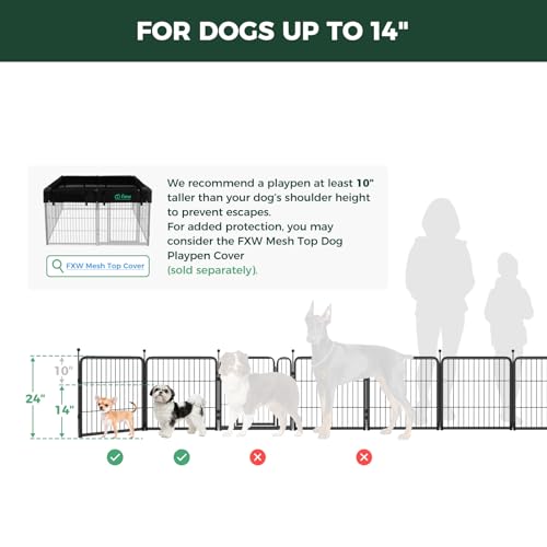 FXW Rollick Dog Playpen, Indoor, Yard & RV Camping, 24" H, 48 Panels - color: Black, size: 24"H
