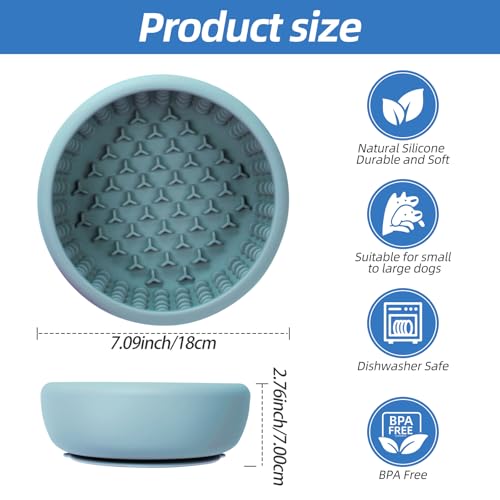 Dog Lick Bowl,Silicone Slow Feeder Bowls for Dogs and Cats - Wet Food, Suction Cups, Non-Slip Design (Blue, Large) - color: Blue, size: Large