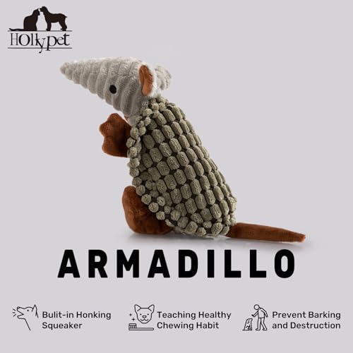 Hollypet Armadillo Squeaky Puppy Dog Toys for Small Medium Dogs, 8" - color: Olive Drab, size: 8 IN