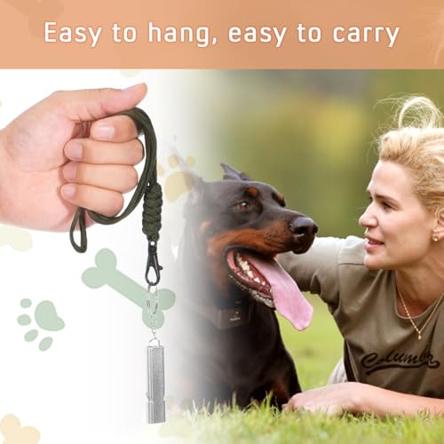 2 Pack Dog Whistle, Portable Dog Training Whistle, Dog Whistle to Stop Barking Neighbors Dog for Recall and Pet Behavior Control (Black+Whie)