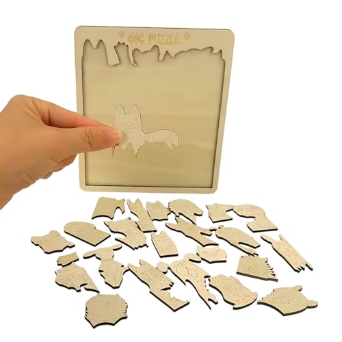 1 Pack Wooden Dog Shaped Jigsaw Puzzles, 24 pcs Wooden Animal Jigsaw Puzzles for Adults, Unique Puppies Puzzle Gifts for Dog Lover, Christmas Home Décor
