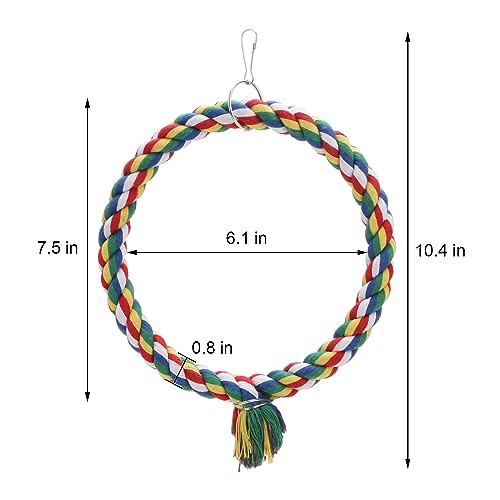 Wontee Bird Swing Colorful Rope Perch Climbing Toy for Parrots (S 7.5inch) - size: Small (7.5 inch)