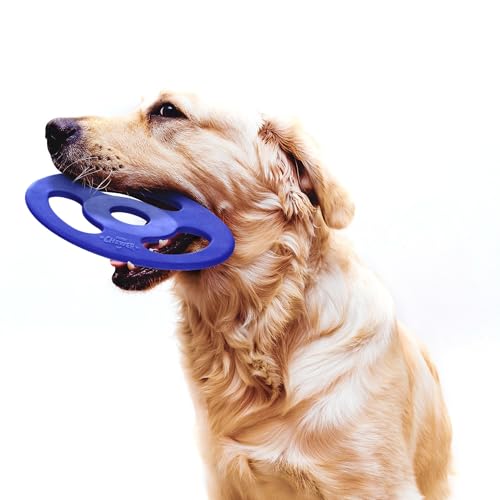 SuperChewer Tough Tug-of-War Flying Disc Toy | Lifetime Replacement | Strong Natural Rubber | Great Tug Disc Fetch Toy for Dogs | Ultra Durable Chew Toys for Aggressive Chewers | For All Breeds - size: Large