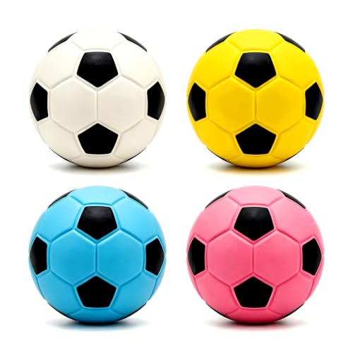4 Pack 2 Inch Squeaky Dog Soccer Ball Toys, Soft Latex for Small Dogs - size: 4