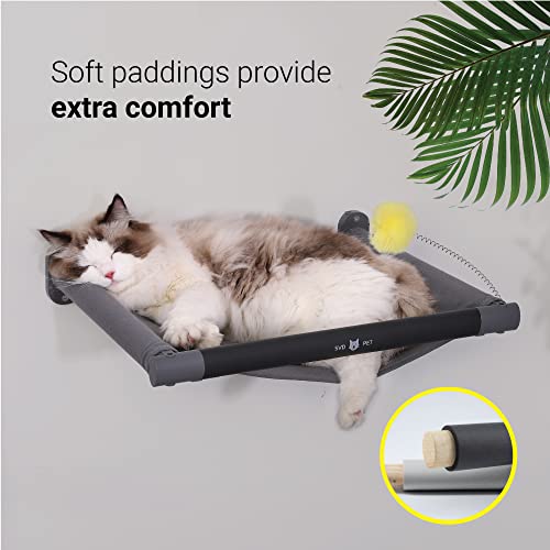 SVD.PET Cat Hammock Wall Mounted with Toy, Soft Padded & Comfortable Cover Premium Wall Furniture. Modern Design Cat Shelf. Supports up to 40 lbs (Comfy Plus, Dark Grey) - color: Dark Grey, size: Hammock - Comfy Plus