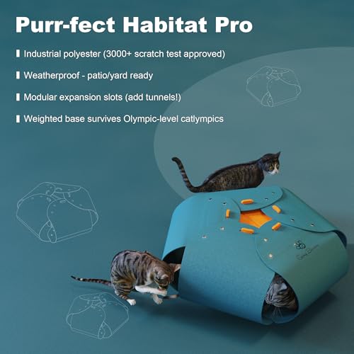 Cat Tunnel, Cat Cave for Indoor Cats Bed,Scratch Resistant Cat Toys for Medium Large Cats Hide and Seek Toy (Peacock Blue) - color: Peacock Blue