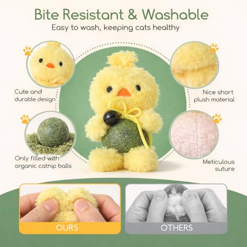 Cat Toys with Catnip Kitten Chew Bite Supplies Boredom Relief Fluffy Kitty Teeth Cleaning Chewing Cat Lovers Interactive Plush Gift (New Duck) - color: New Duck