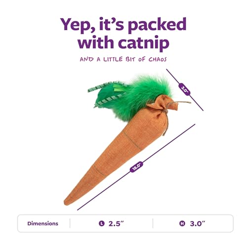 Kolossal Karrot Carrot Shaped Plush Kicker Cat Toy Infused with Natural Catnip, Interactive Kick & Chew Toy for Kittens & Adult Cats