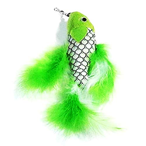 Pet Fit for Life Retractable Interactive Cat or Kitten Wand with 2 Feathers and 1 Soft Furry Combo - style: 2 Feathers + Fish