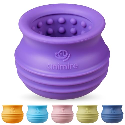 Treat Dispensing Dog Toy, Long-Lasting Interactive Puzzle Toys for Dogs, Stuffable Dog Enrichment Frozen Lick Treat Toy for Boredom, BPA Free Silicone Fetch Catch Chew Toy (Purple,M) - color: Purple, size: M