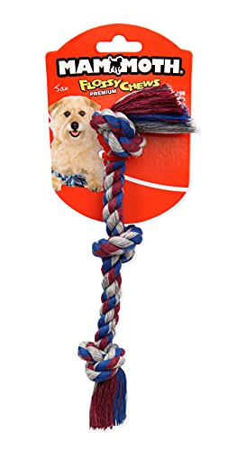 Mammoth Flossy Chews Color Rope Tug – Premium Cotton-Poly Tug Toy for Dogs – Interactive Dog Rope Toy – Tug Dog Chew Toy - size: Mini 10", style: 3 Knot