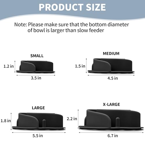 Slow Feeder Dog Bowls Insert, Bestalk Soft Silicone Slow Eating Feeder Insert with Suction Cups for Small, Medium and Large Dogs, Fit into Basic and Elevated Dog Bowls, Black - color: Black, size: S