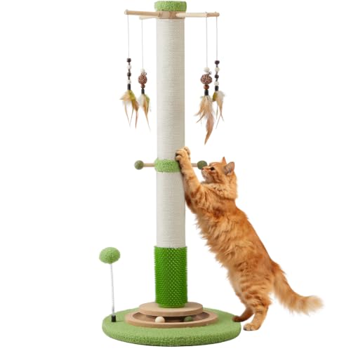 38" Tall Sisal Cat Scratching Post with Stable Base for Indoor Adult Cats - size: 38 Inch Tall