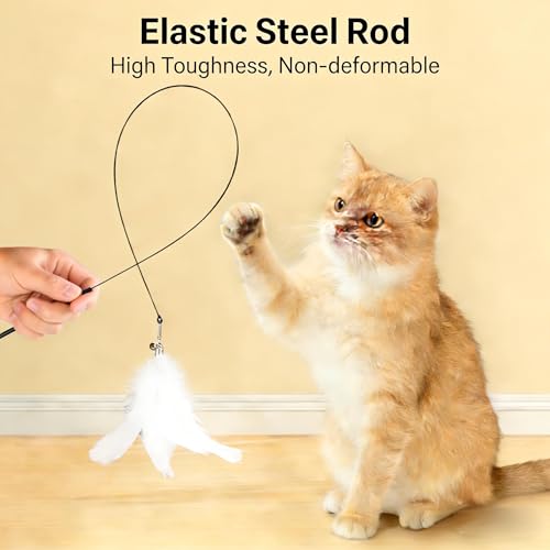 Suction Cup Cat Teaser Wand - Interactive Feather & Bell Toy for Indoor Cats, Self-Play Fixed Design, Scratch-Resistant to Relieve Boredom