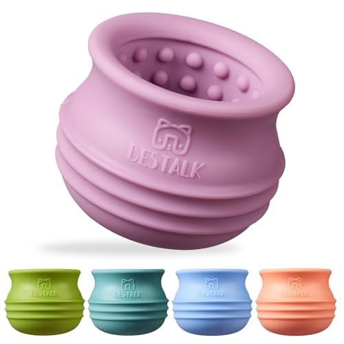Dog Enrichment Treat Toy, Long-Lasting Wobbly Interactive Freeze Lick Toys for Dogs, Stuffable Puzzle Feeder Toy for Boredom, Silicone Treat Dispensing Chew Toy (Pastel Purple,M) - color: Pastel Purple, size: M