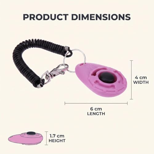 2Pcs Pink Dog Clicker for Training Easy to Use with Button Dog Training Accessories Strong and Long-Lasting, Training and Behavior Aids
