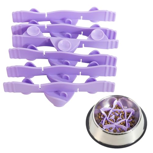 Silicone Dog Slow Feeder Bowl Insert with Suction Cups, Cuttable Food-Grade Lick Mat Divider Fits Stainless Steel Ceramic Glass Dog Bowls, Helps Slow Down Eating, Purple - color: Purple