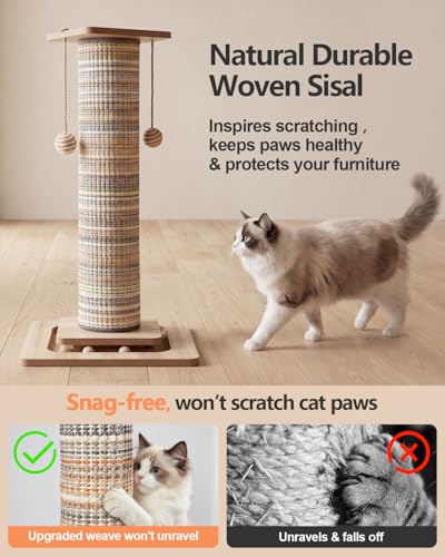 Odoland 31" Tall Large Cat Scratching Post with Replaceable Scratcher Pad - color: Stripe